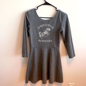 H&M Grey Unicorn Dress for Girls
